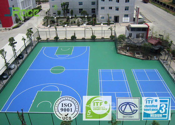 中国 プロ スポーツ裁判所のフロアーリング、閉鎖した表面が付いている屋外のバドミントン裁判所 サプライヤー